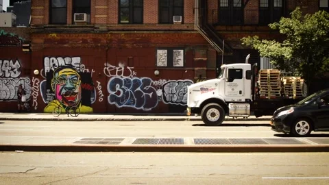 George Floyd Mural #BLM NYC Stock Footage 132917281