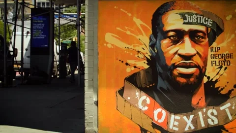 George Floyd Mural #BLM NYC Stock Footage 132920199