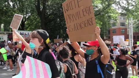George Floyd protest downtown Atlanta march with chants Stock Footage 132809729