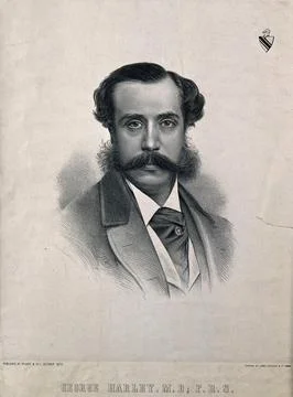 George Harley. Lithograph, 1873. Stock Illustration