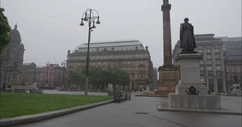 George Square is the principal civic square in the city of Glasgow, Scotland UK. Stock Footage 194735181