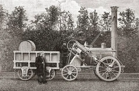 George Stephenson's Steam Engine The Rocket, 1829. From The Book Short Histor Stock Photos