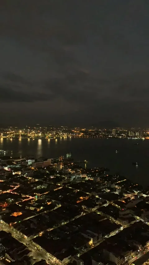 George Town cityscape by night Vídeo Stock 343557591