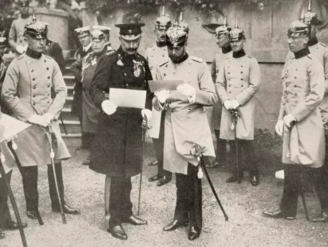 George V Of England (Right) Visiting His Cousin The Kaiser Wilhelm Ii Of Germ Stock Photos