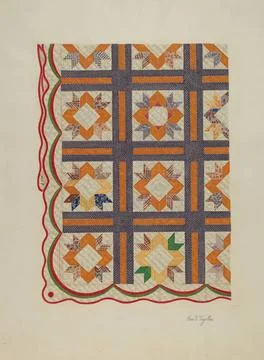 George V Vezolles, Patchwork Quilt, c 1937 Patchwork Quilt Copyright: xpie... Stock Photos