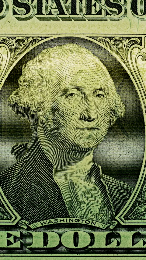 George Washington bill under green security scan. Video stock 345719736