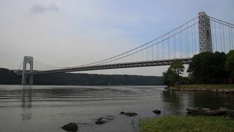 George Washington Bridge in autumn Stock Footage 243635403
