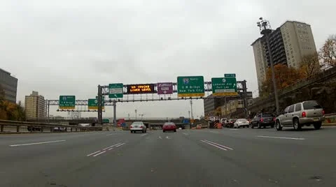 George Washington Bridge Entry from Jersey Side Stock Footage 12414667
