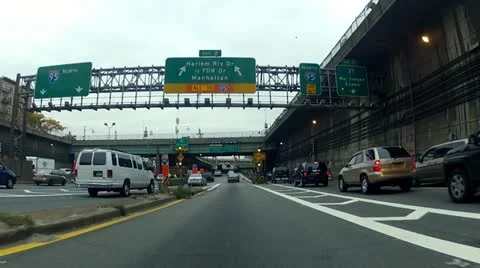 George Washington Bridge exit towards FDR South Stock Footage 12414965