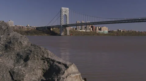 George Washington Bridge Spring Stock Footage 25845974
