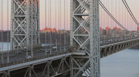 George Washington Bridge Sundown Stock Footage 48867124