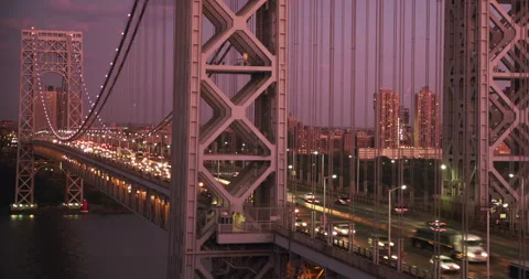 George Washington Bridge At Sundown Stock Footage 243634815