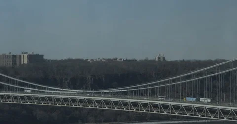 George Washington (GW) Bridge Pan Left Stock Footage