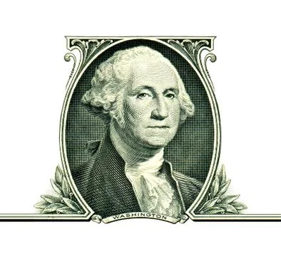 George Washington on one dollar isolated on white background Stock Photos
