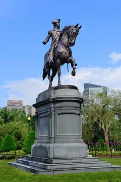 George washington statue in boston common park Stock Photos