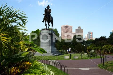 George Washington Statue in Boston Public Garden, Boston Stock Photos