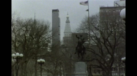 George Washington Statue in Union Square, New York City Super 8 Stock Footage 49977241