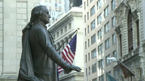 George Washington statue, Wall St, NY Stock Footage 607136