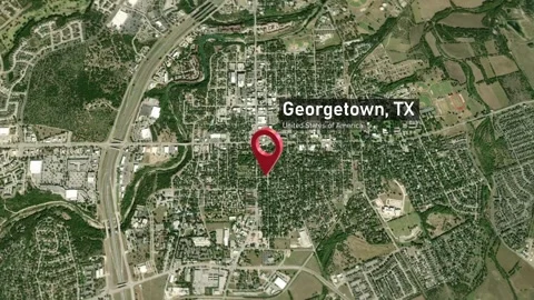 Georgetown City Map Zoom (TX, USA) from Space to Earth Stock Footage 295698175