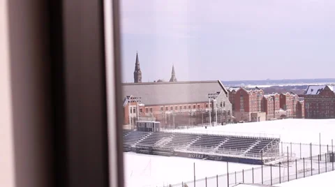 Georgetown University Bleachers Covered in Snow Stock Footage