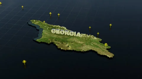 Georgia 3D Map With Animation Stock Footage 306425538