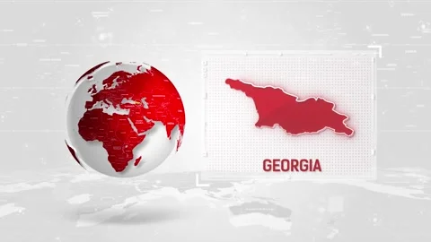 Georgia 4K Tech Map Beside Globe On White Background. Stock Footage 340014436
