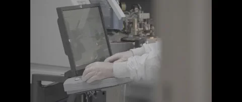GEORGIA - 7.1.2025 - An engineer in a protective suit uses a computer to operate Stock Footage 323158399