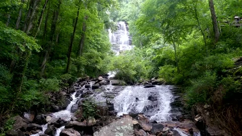 Georgia Amicalola Falls Spring  A full view of Amicacola Falls from the bott Stock Footage 155358681