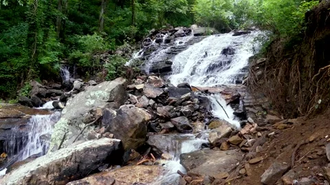 Georgia Amicalola Falls Spring  A side view of water flowing in Amicacola Fa Vidéo 155357511