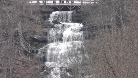 Georgia, Amicalola Falls, A view of the upper Amicalola Falls from the Reflec Stock Footage 87755103