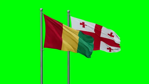 Georgia and Guinea-Conakry two flags Stock Footage 293732698