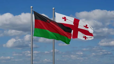 Georgia and Malawi two flags Stock Footage 287957921