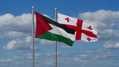 Georgia and Palestine two flags Stock Footage 281151643