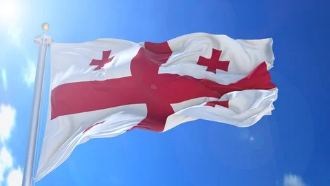 Georgia animated flag pack in 3D and green screen Stock Footage 119933006