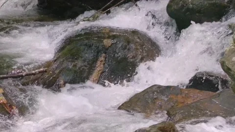 Georgia Anna Ruby Falls  Following the water flow over several rocks in the Stock-Footage 241693664