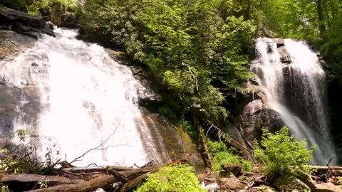 Georgia Anna Ruby Falls  A view of both falls at the Anna Ruby Falls with tr Stock Footage 241693538