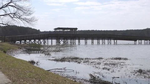 Georgia, Cauble Park, The back side of the wooden bridge that crosses the cov Stock-Footage 87827225