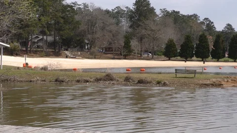 Georgia, Cauble Park, Large beach along the shore of Lake Acworth Stock Footage 87809921