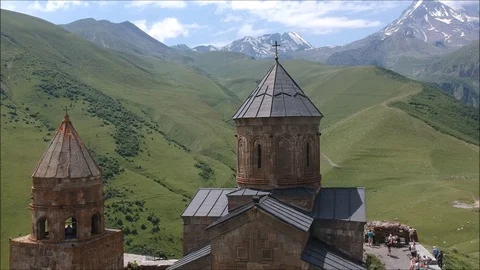 Georgia Caucasus Mountain Monastery 3 Stock Footage 97996651