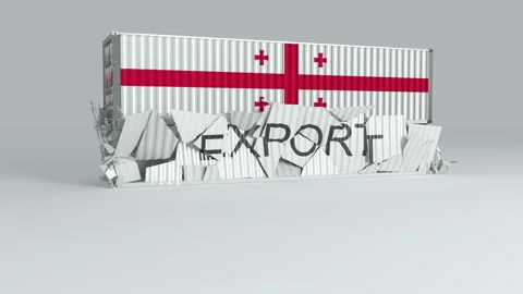 Georgia container with the flag falls on top of a container labeled EXPORT Stock Footage 124446882