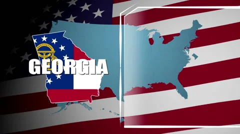 Georgia Countered Flag and Information Panel Stock Footage 66771387