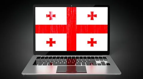Georgia - country flag and binary code on laptop screen Stock Illustration