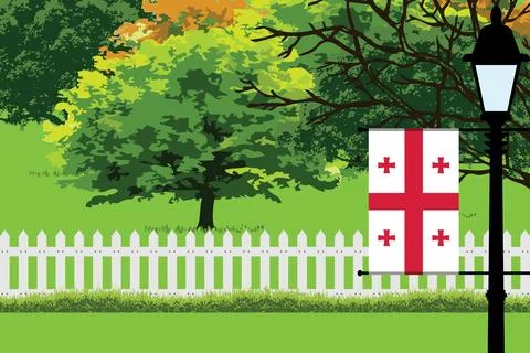 Georgia Day Trees Lamp Vector Illustration Stock Illustration
