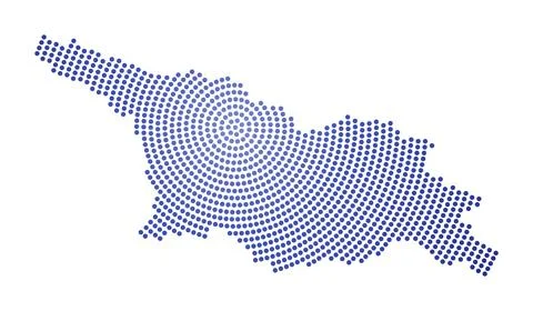 Georgia dotted map. Digital style shape of Georgia. Tech icon of the countr.. Illustrazione stock