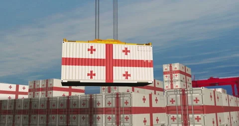 Georgia export containers cargo crane loading Stock Footage 334707735