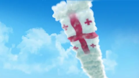Georgia Flag 3D Render Animation Created with Colored Smoke Trails by Aircra 스톡 동영상 332306966