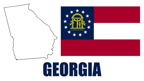 Georgia flag and map animated video Stock Footage 321534065