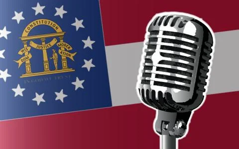 Georgia Flag And Microphone Stock Illustration