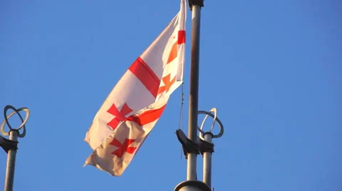 Georgia flag on a background of sky 스톡 동영상 68739821