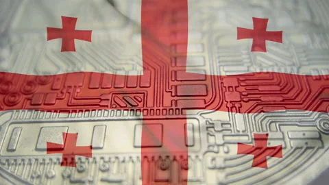 Georgia flag with Bitcoin Cryptocurrency 動画素材 167919123